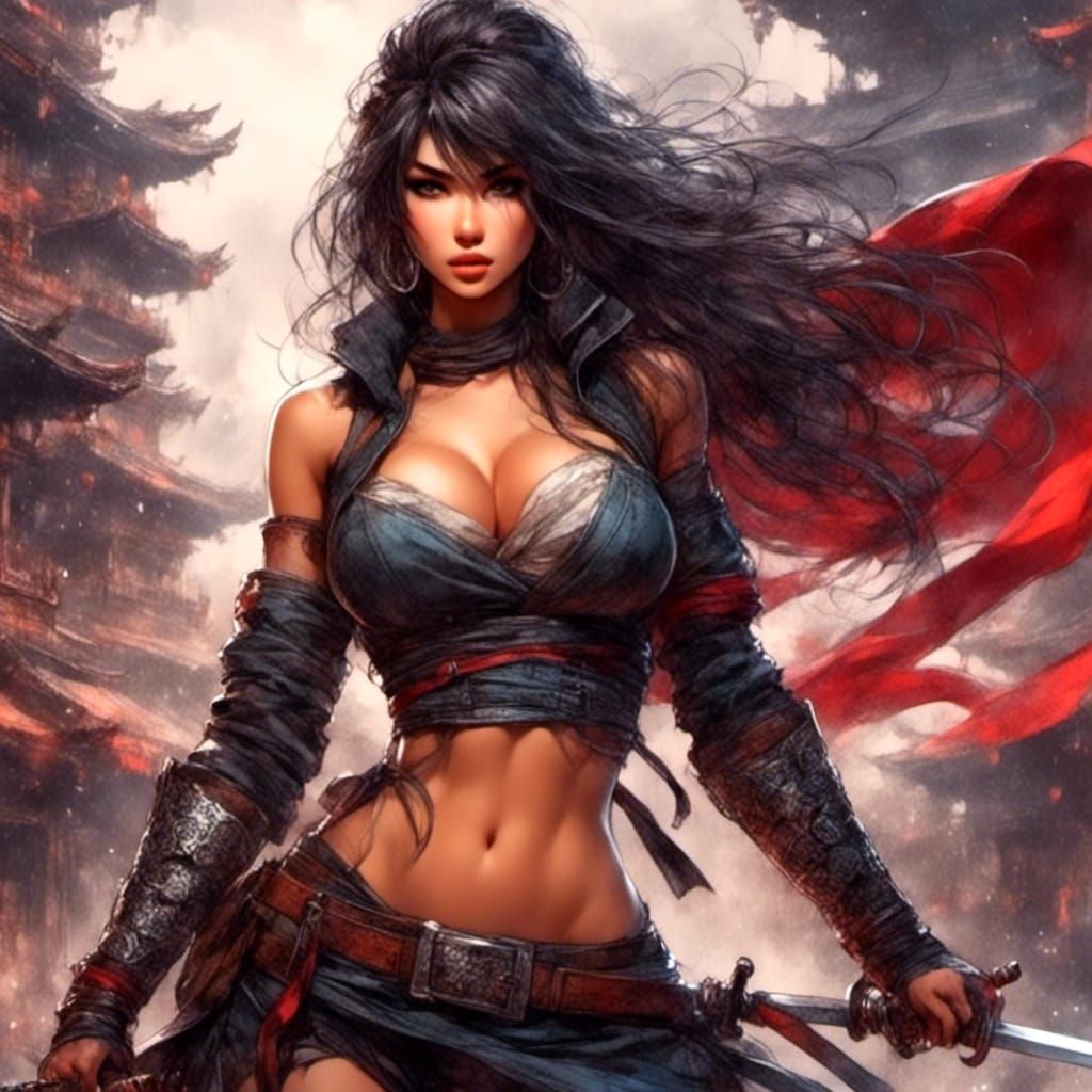 Anime Ninja Babe Color Sketch