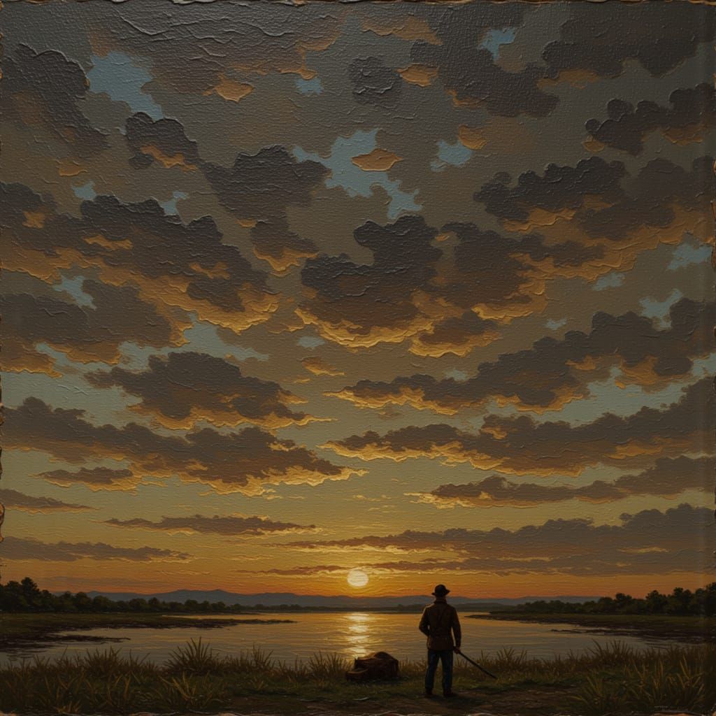 Ancient Cave Painting in Impasto Style