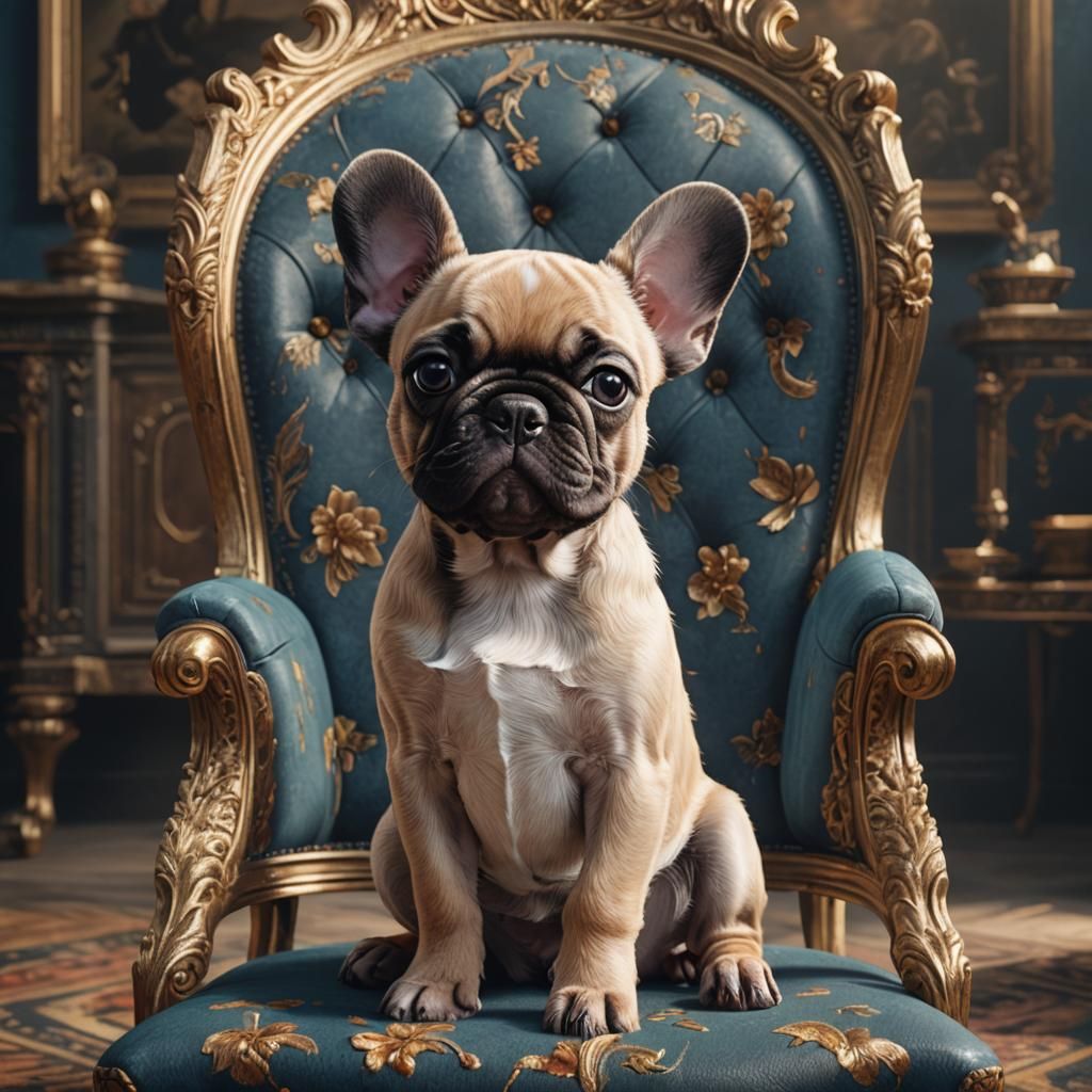 Adorable French Bulldog Puppy on a Chair