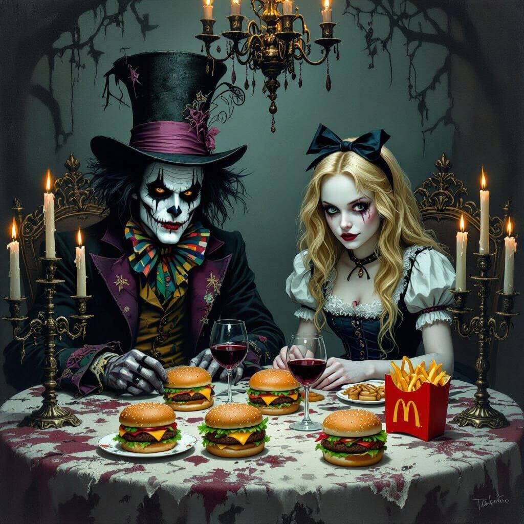 Mad Hatter and Alice in Gothic Wonderland