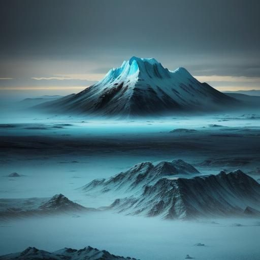 Apocalyptic Ice Age Landscape with Towering Glaciers