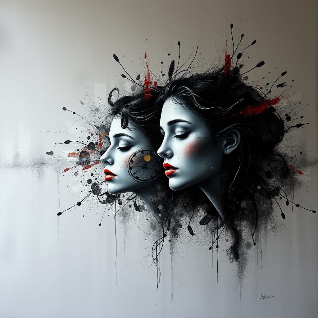 Ethereal Faces Emerge from the Shadows in a Masterful Abstra...