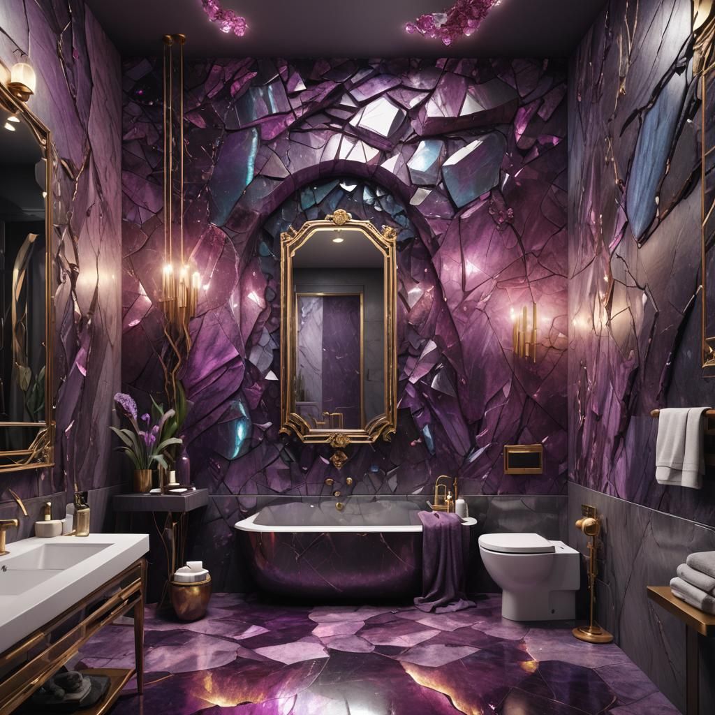 Fantastical Purple Labradorite Bathroom Concept Art