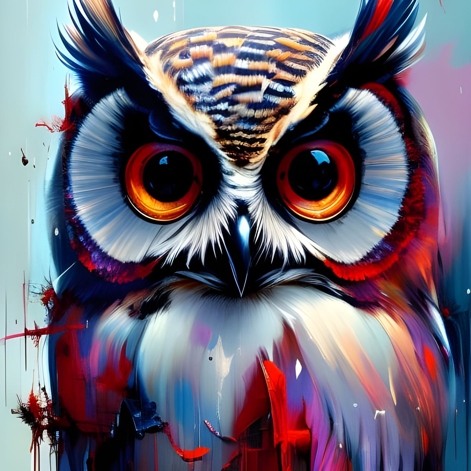 Majestic Owl Portrait in Textured Speedpaint Style