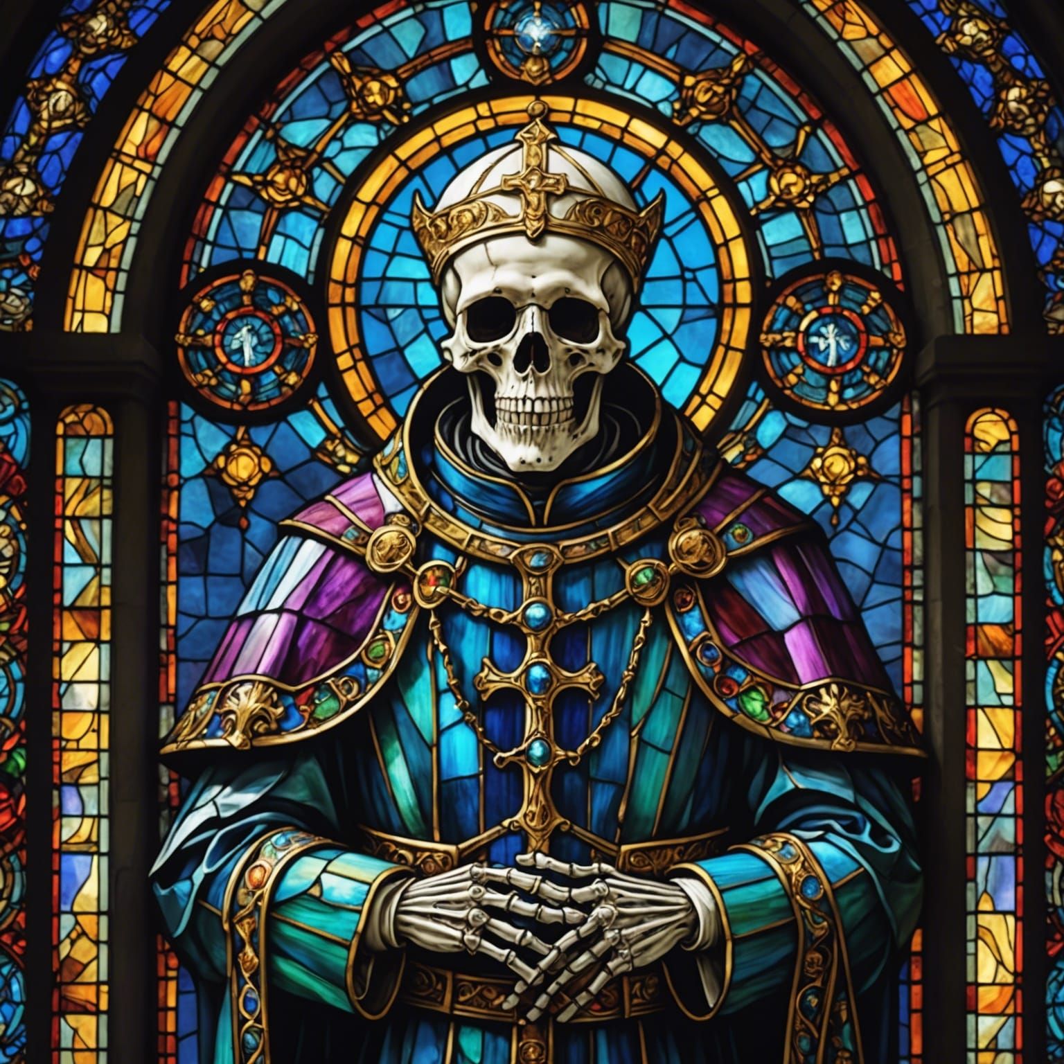 Stained glass - unholy pope