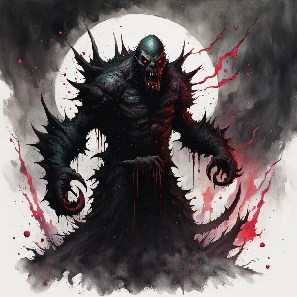 Grimdark Grendel: A Modern Horror Art Piece