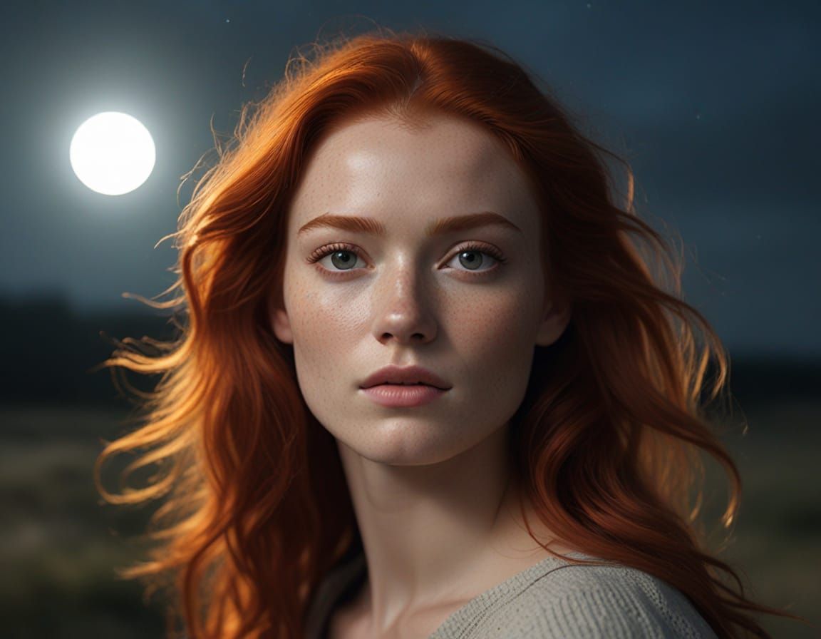 Irish Redhead in Moonlit Ambiance