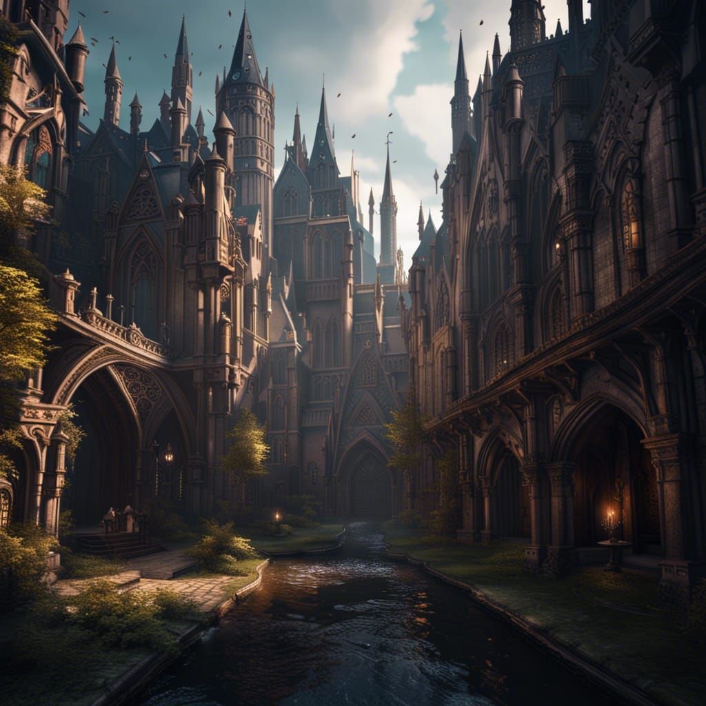 Fantastical Gothic City in Detailed Matte Painting