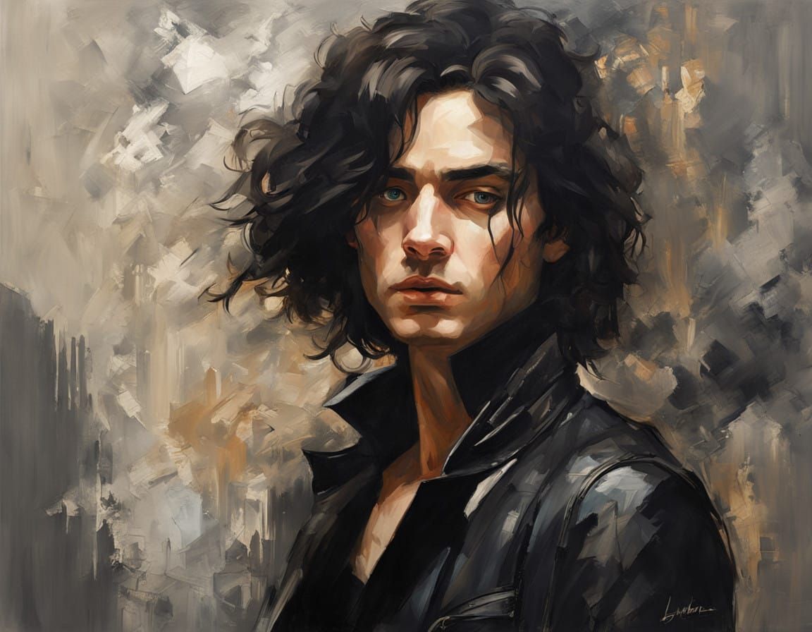 Elegant Suave Gentleman in Neo-Romantic Oil Painting Style