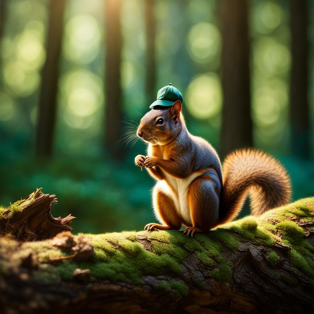 Squirrel Portrait in Corduroy, Rembrandt Lighting