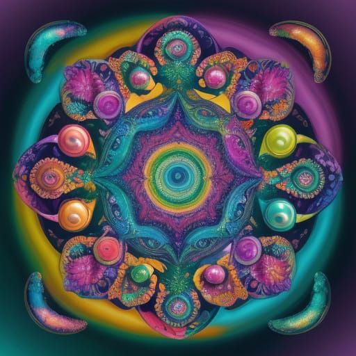 Vibrant Surrealist Pill Bloom in Whimsical Dreamlike Scene