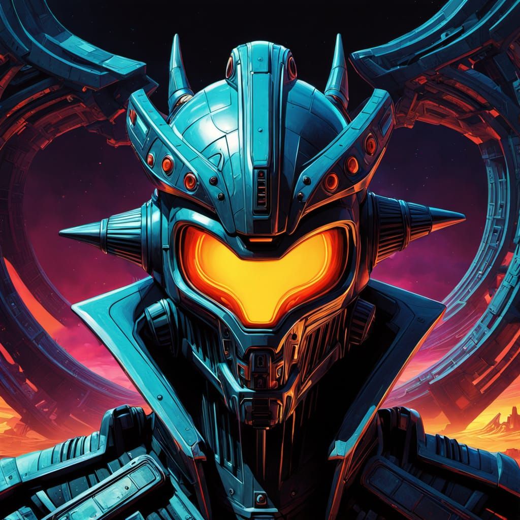 Rick and Morty in Neon Sci-Fi Landscape, Cyberpunk Style