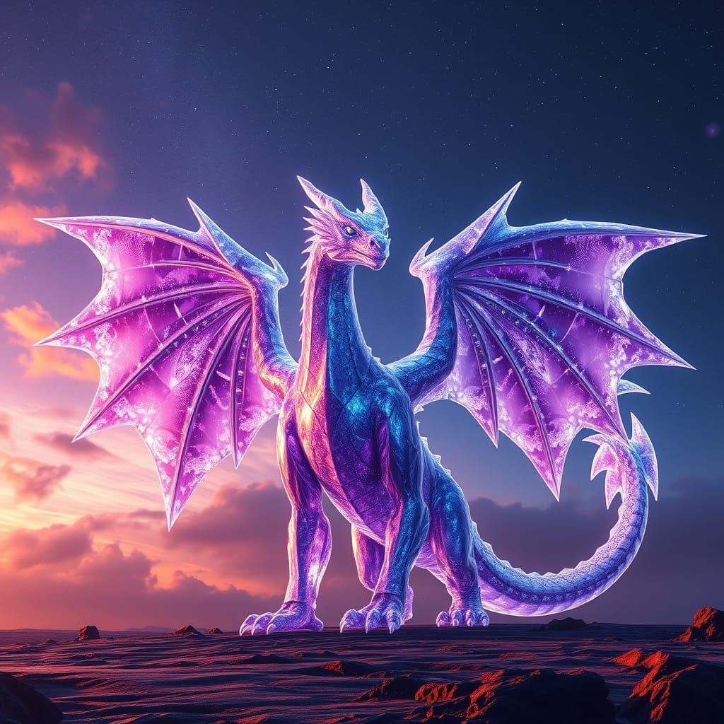 Majestic Crystalline Dragon of Timeless Elegance