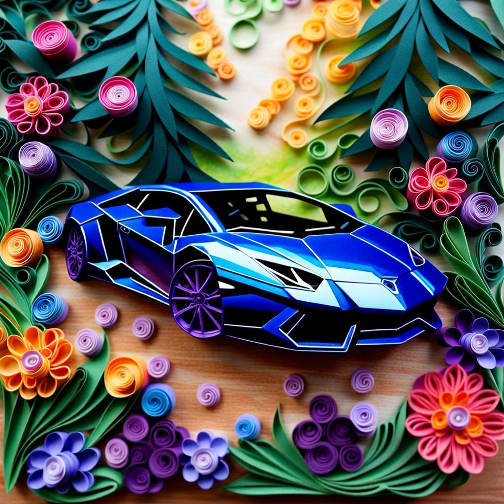 Metallic Lamborghini Quilling Papercraft
