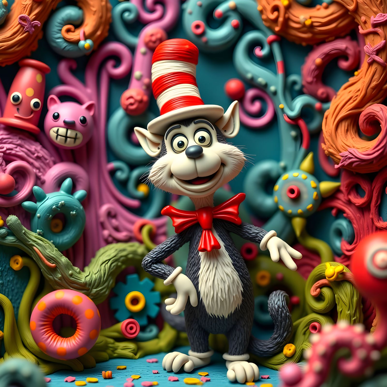 Cat in the Hat in Claymation Style