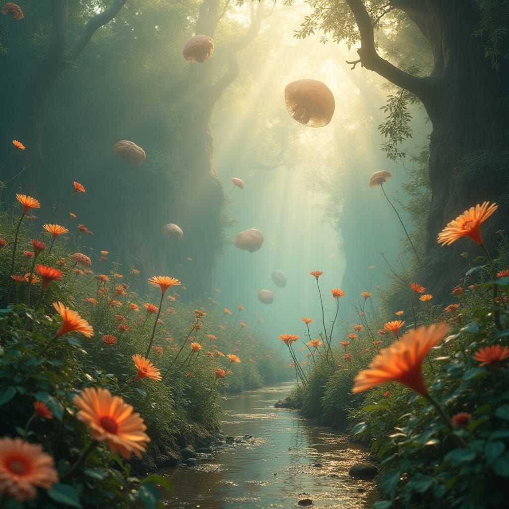 Alien Garden of Delights: Bizarre Creatures in Ethereal Real...