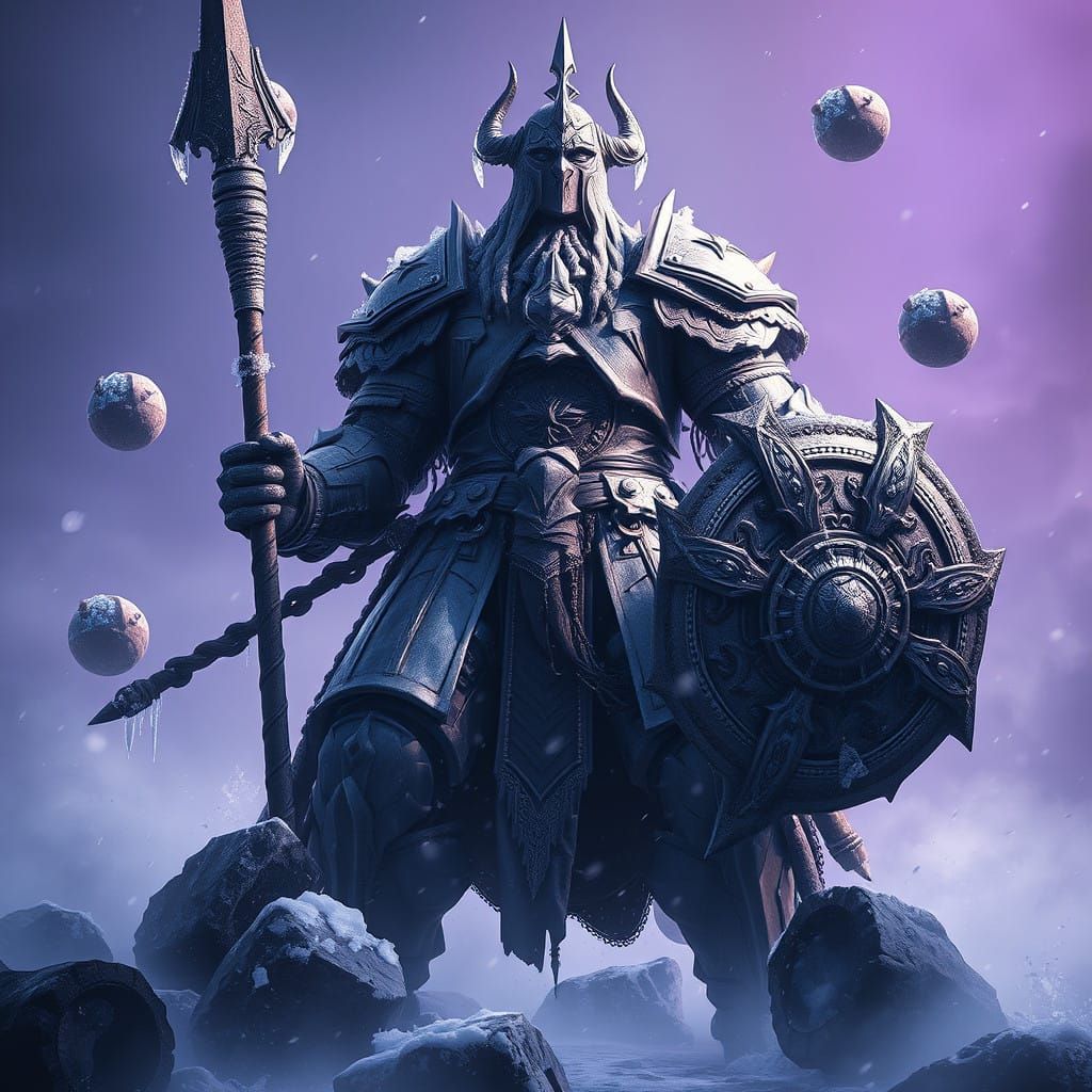 Dark Fantasy Warrior in Frosty Combat