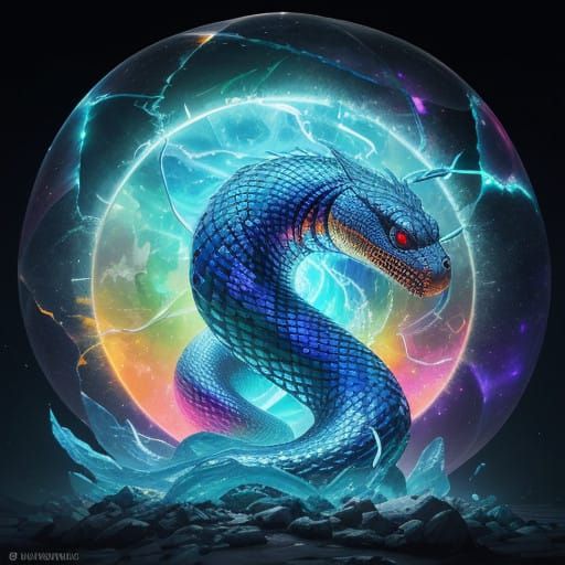 Crystal Serpent Radiates Ethereal Aura in Cinematic Hyper-Re...