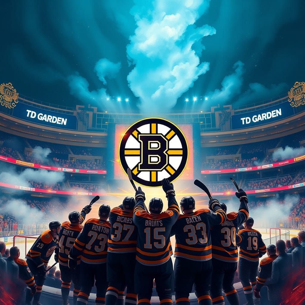 Boston Bruins in Vibrant TD Garden Landscape