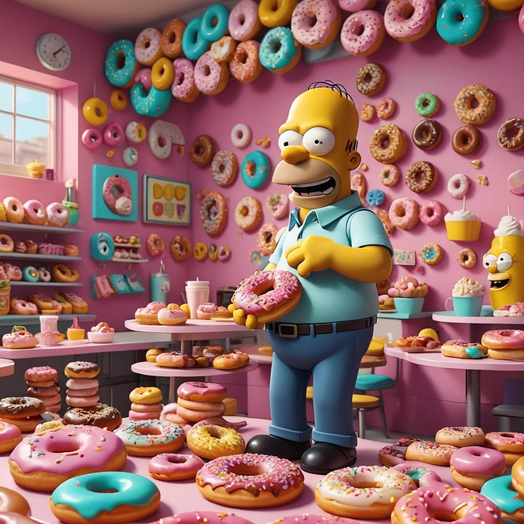 Homer Simpson Enjoys Donuts in Pixar Style