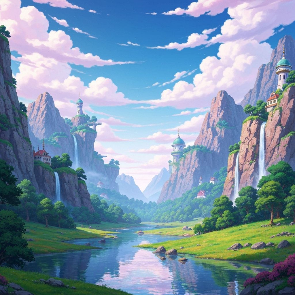 Serene Animated Valley Landscape