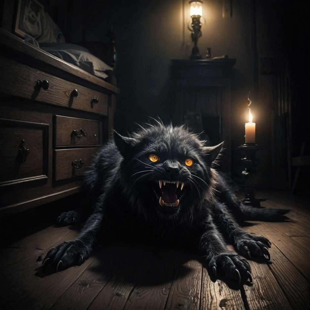 Mysterious Furry Claw Reaches Out from Under Bed