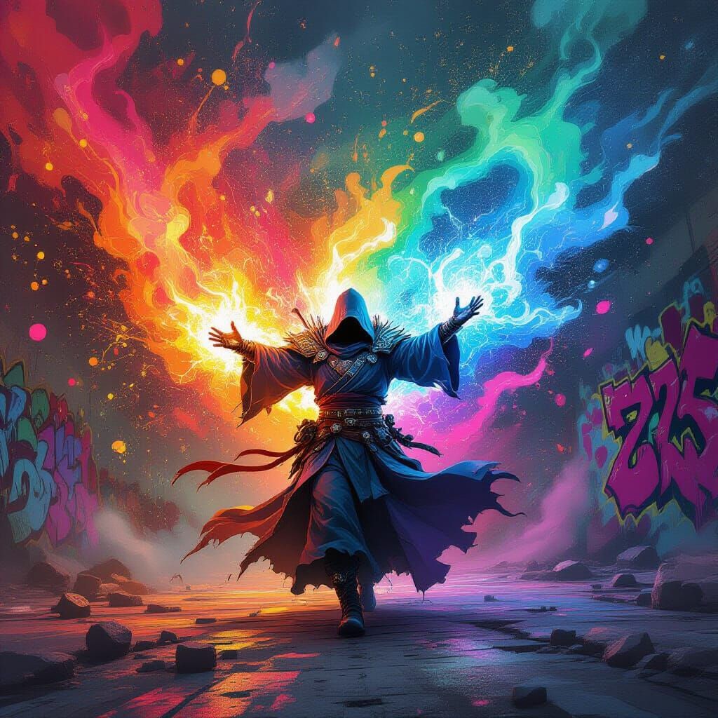 Mage Overwhelmed by Mana in Polychromatic Chaos