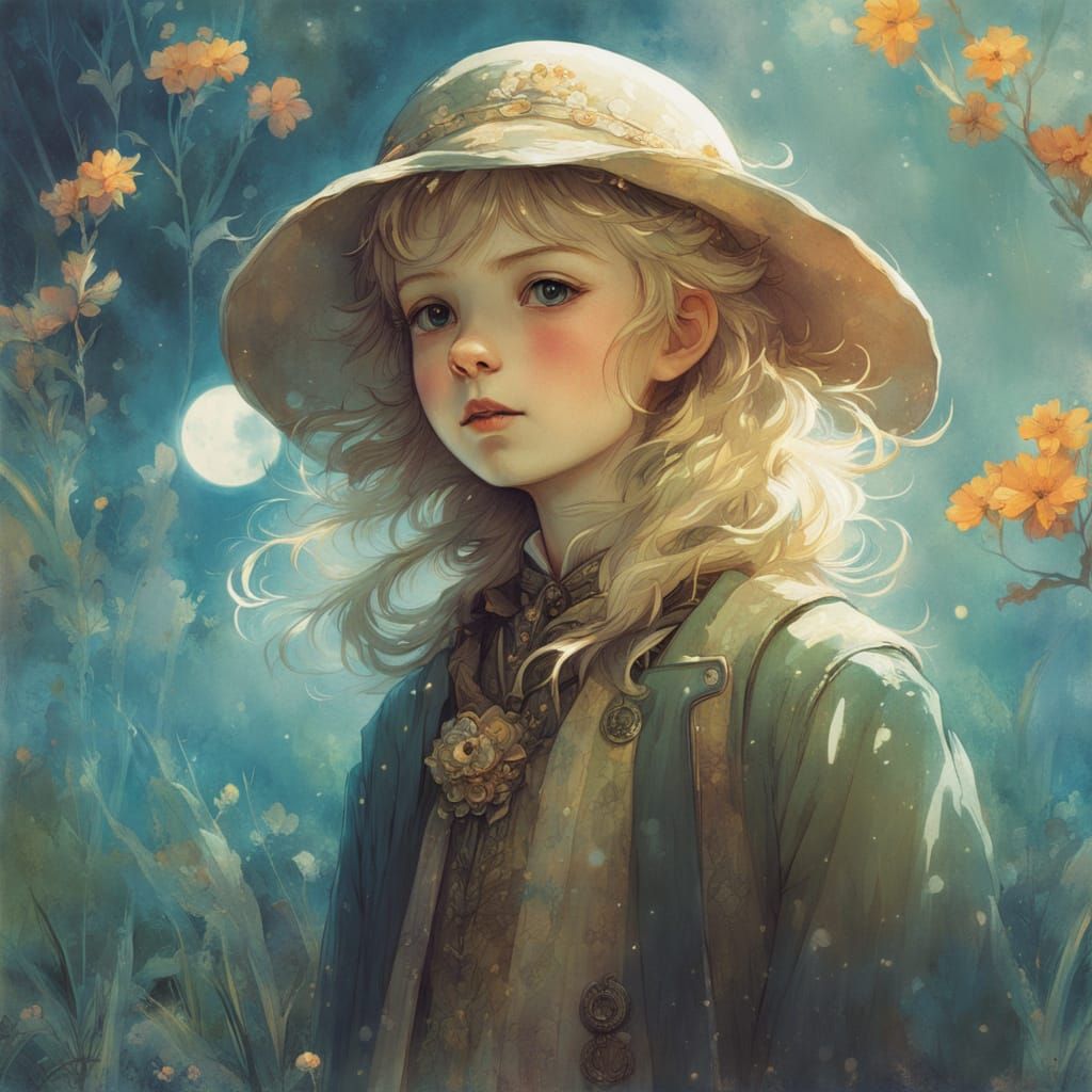 Innocent Portrait in Solarpunk Style