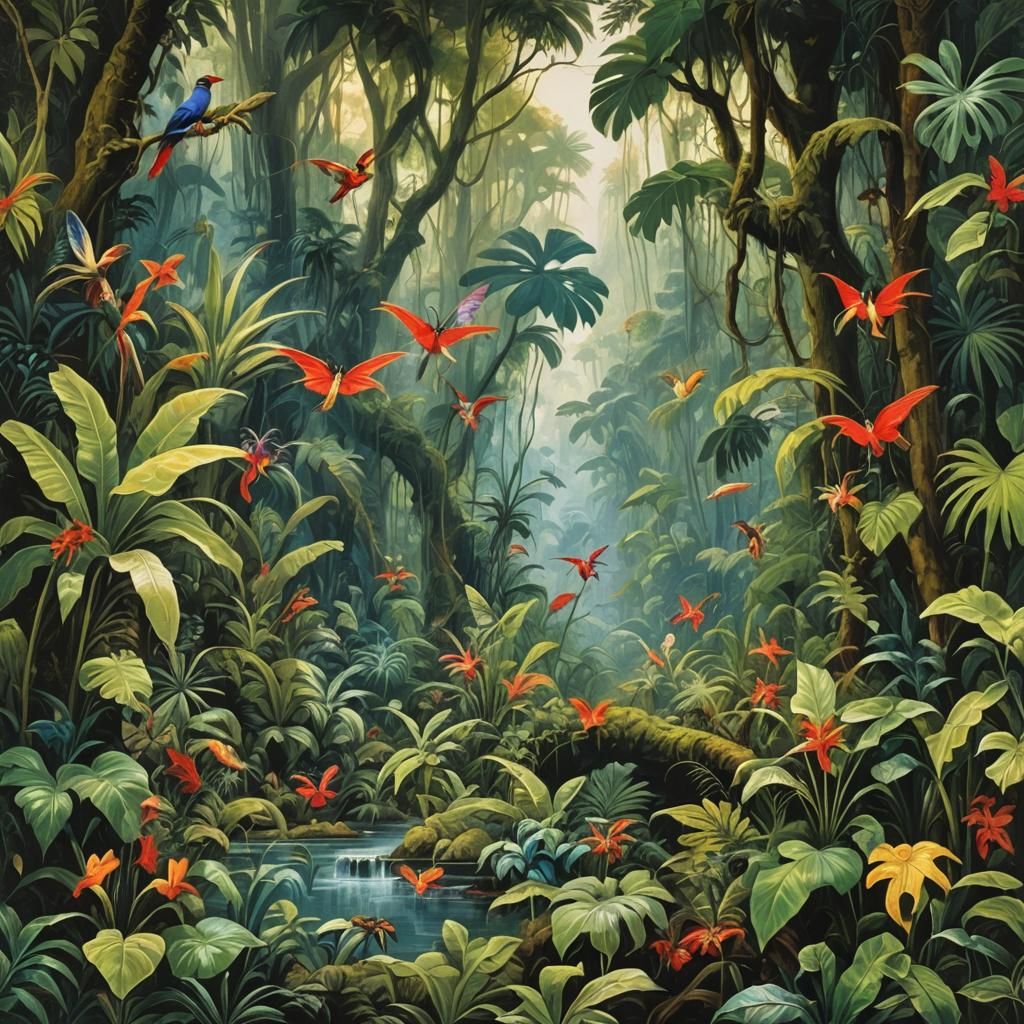 Lush Rainforest Scene near Nottingham