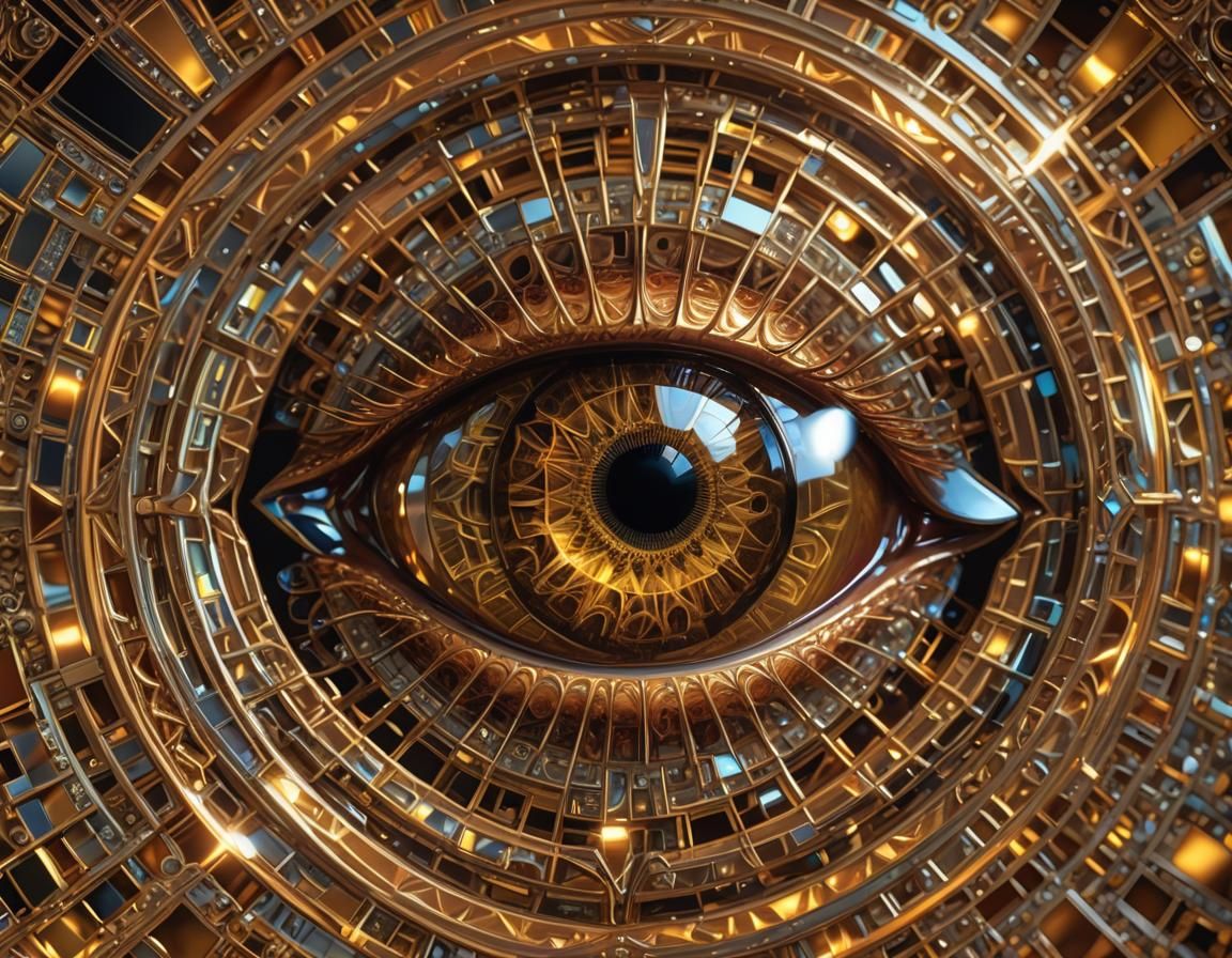 Prismatic Geometric Eye with Iridescent Light Effects