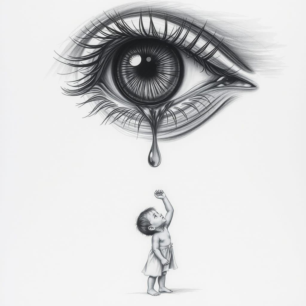 Surreal Pencil Drawing: Emotional Depth in Monochromatic Cha...