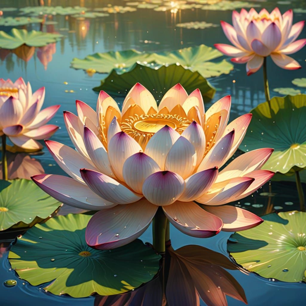 Lotus Flower in Impressionistic Style