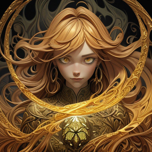 Surreal Fantasy Goddess Unveiled in Amber Glow