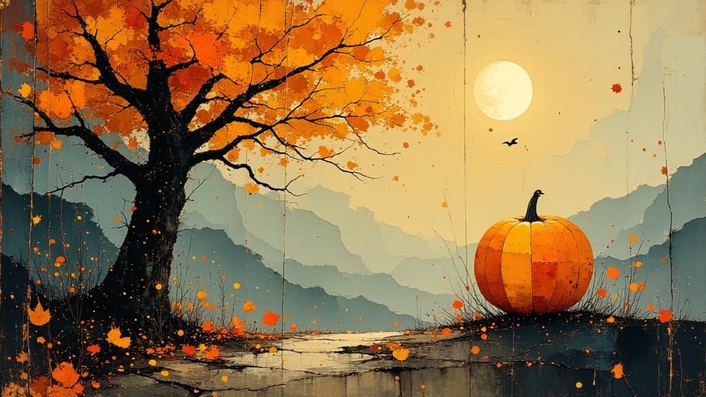 Autumn Tree Transforms into Halloween Pumpkin