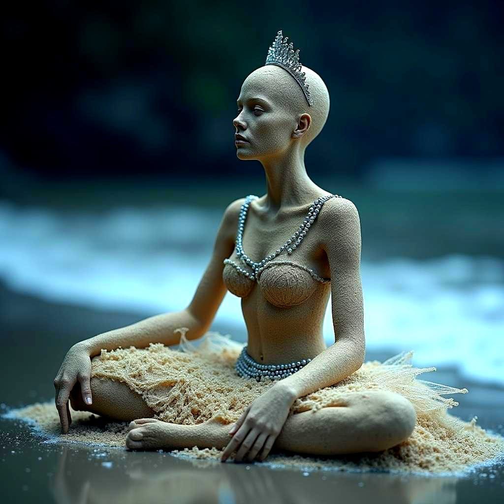 Sand Ballerina Washed Away: Hyperdetailed Splash Art