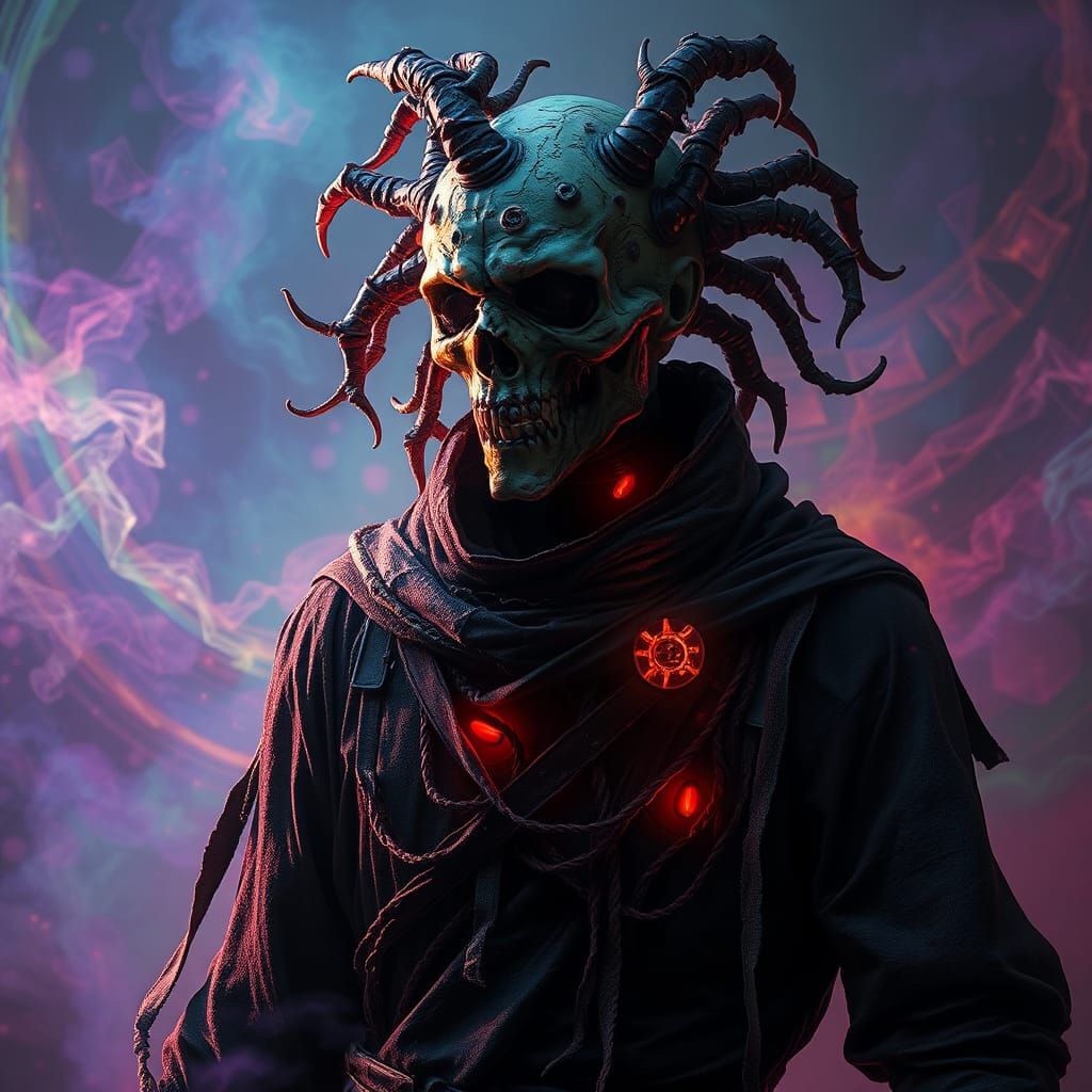 Eerie Plague Breeder in Bioluminescent Mist