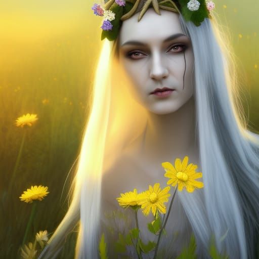 Elven Druid Woman in High Gothic Oil Painting