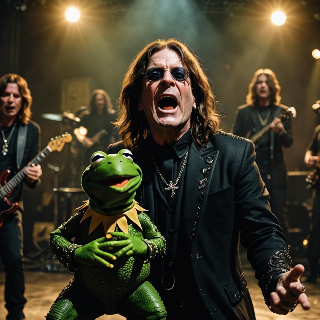 Ozzy Osbourne and Kermit Duet: Stage Photograph