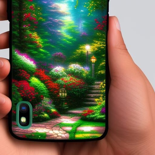 Photorealistic Cell Phone Case in Kinkade Style