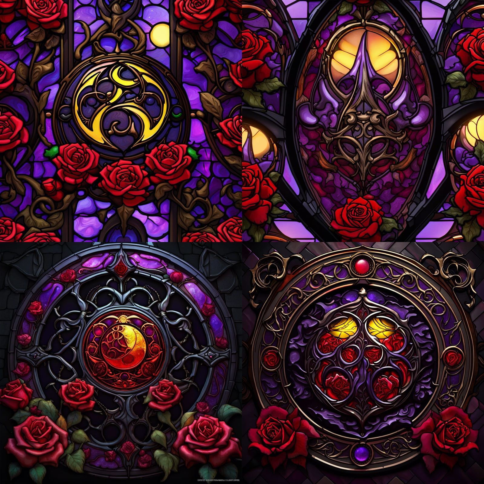 Melting Triple Moon Rose Stained Glass Art