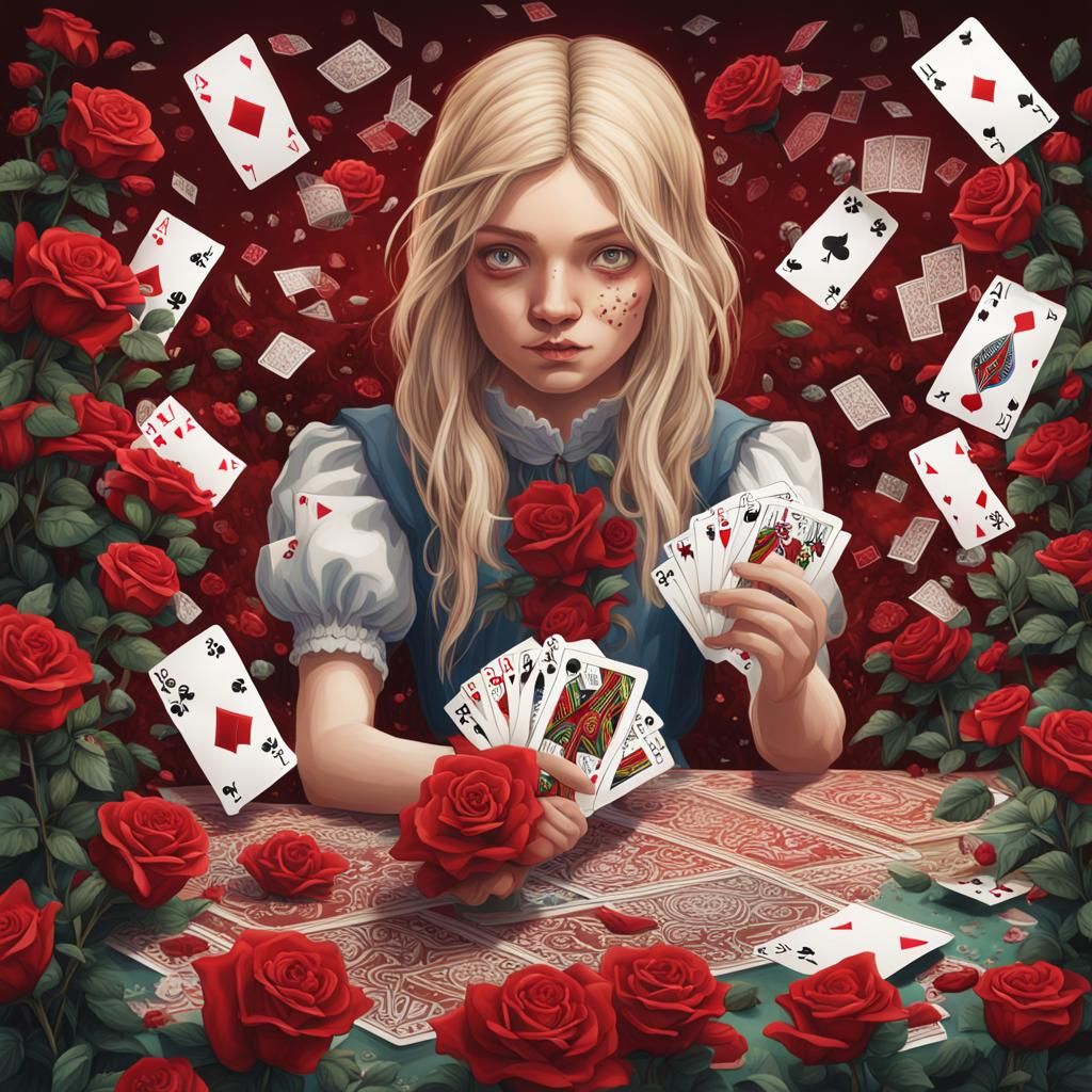 Alice in Wonderland Rose Garden: Hyperrealistic Art