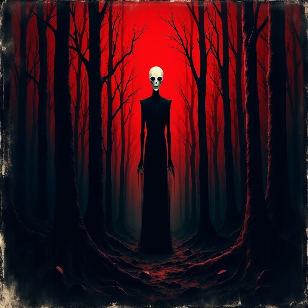 The Slenderman in a Dark Forest