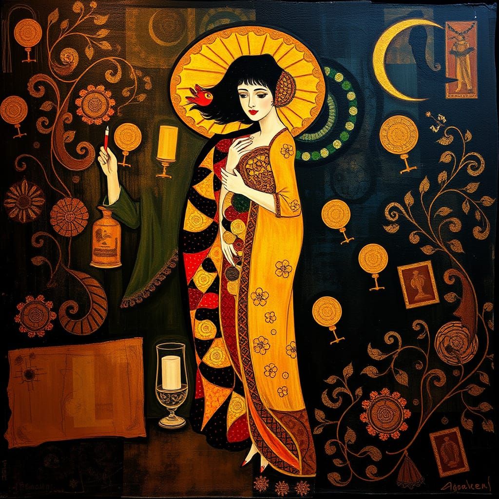 Gustav Klimt Inspired Abstract Symbolism Masterpiece