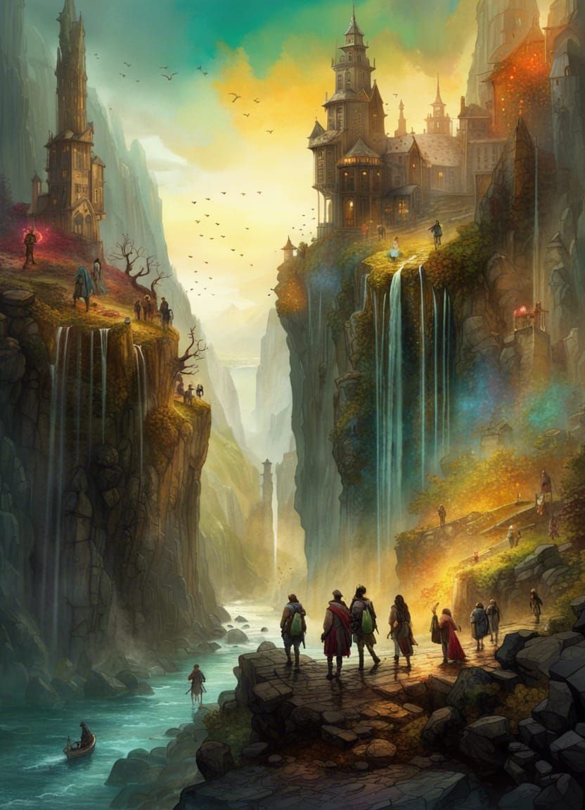 Pilgrims Journey to Mountain Monastery at Golden Hour