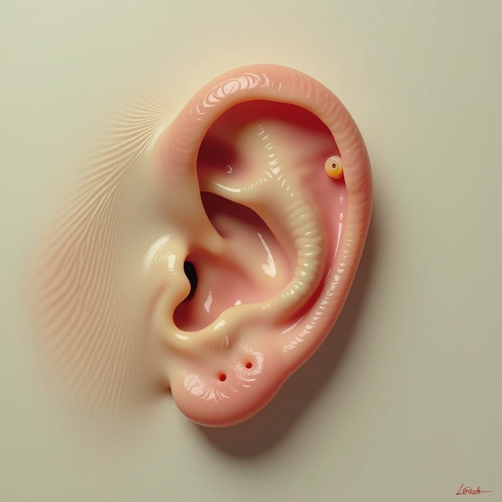 Hyper-Realistic Ear Interior with Visible Skin Texture
