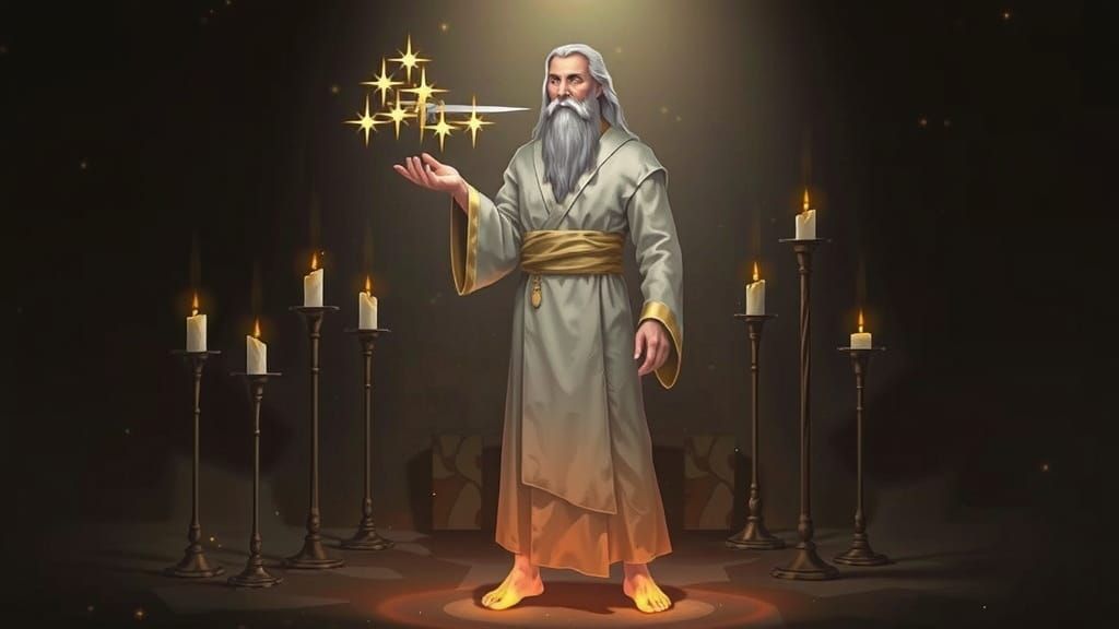 Biblical Figure with Stars in Art Nouveau Style