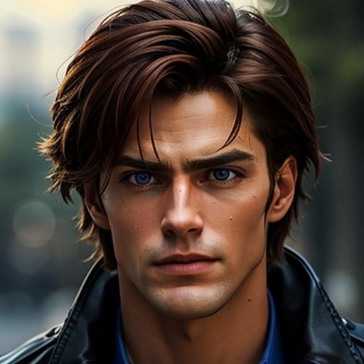 Handsome Man with Emotional Eyes in Action