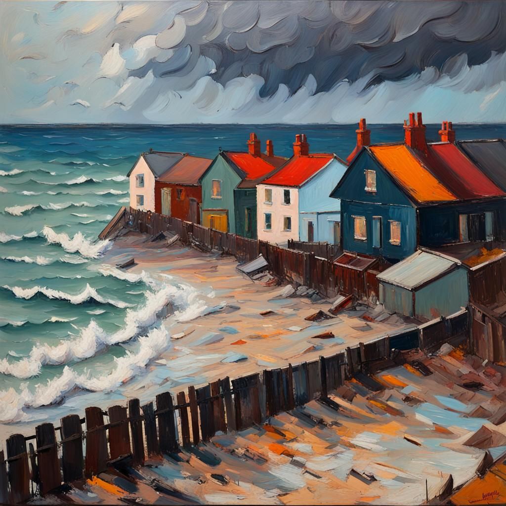 Bleak English Seaside Resort in Expressionist Style