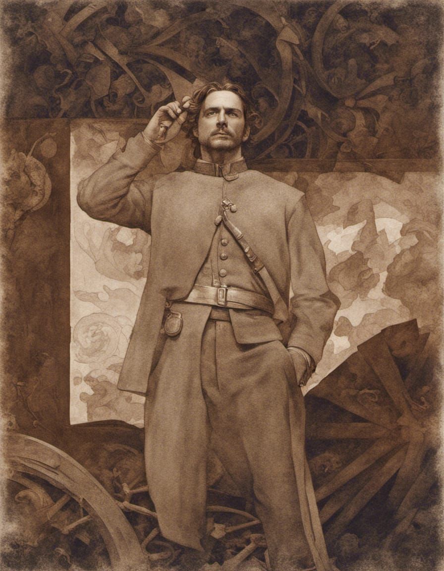 Detailed Civil War Soldier Portrait in Sepia