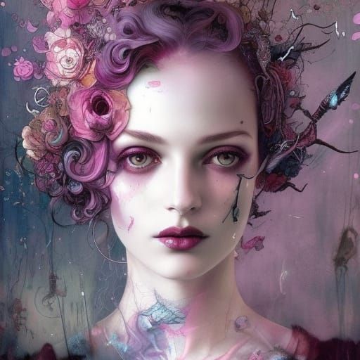 Beautiful Woman with Flowing Hair in Film Noir Style